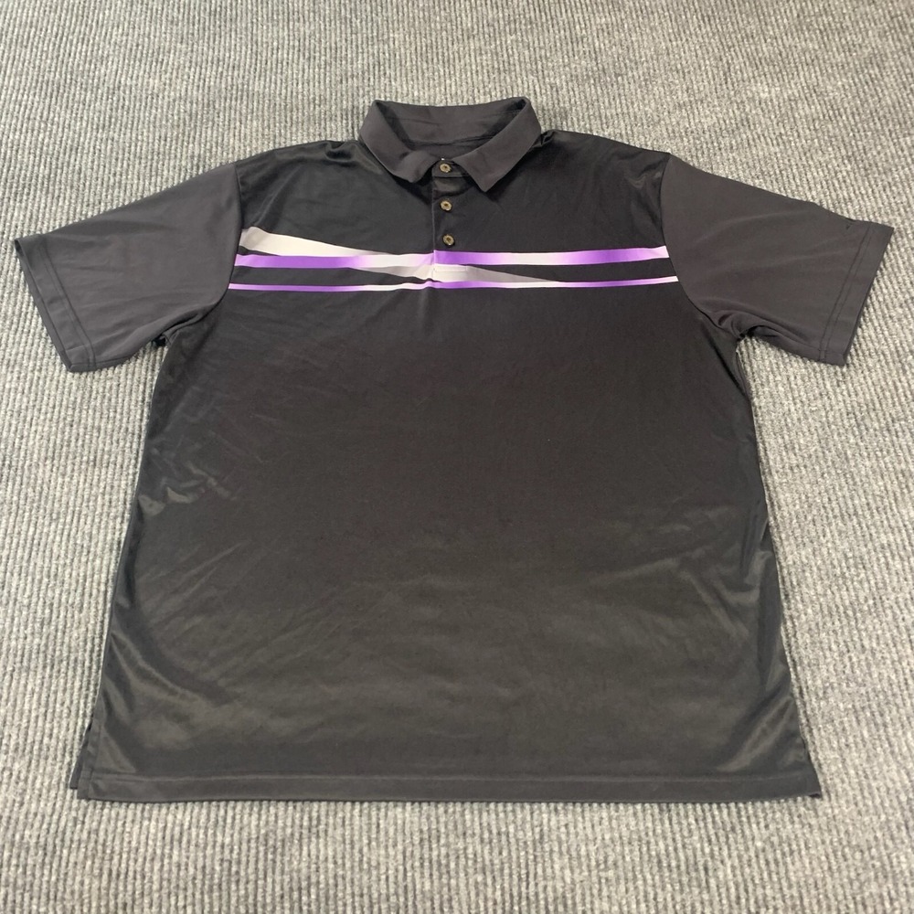Grand Slam Shirt Mens Extra Large XL Black Golf Polo Striped Performance Stretch